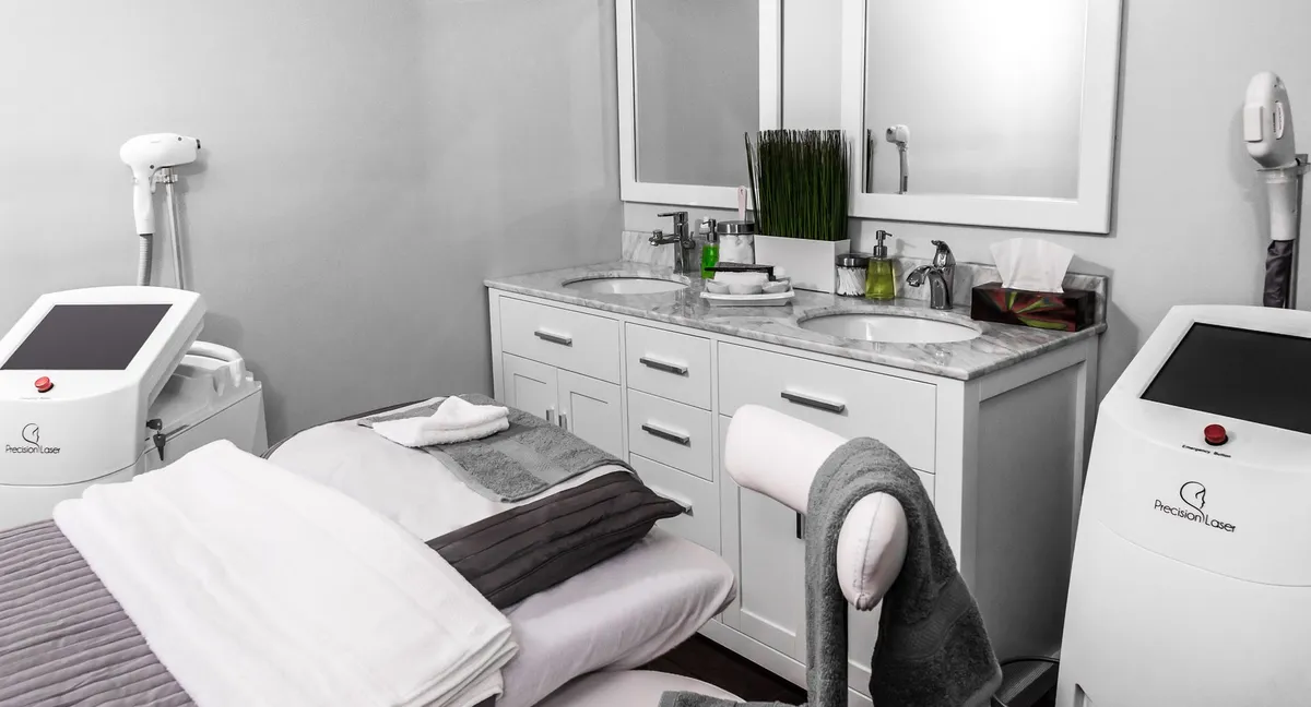 Modern treatment room in an aesthetic clinic